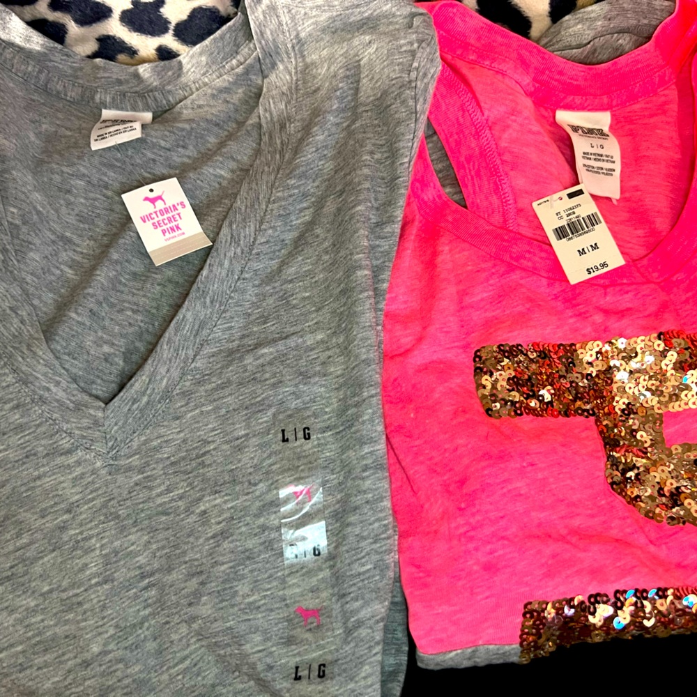 PINK TEE SHIRTS YOGAS AND MORE!! LEVIS SHORTS BRAND NEW WOMENS CLOTHES